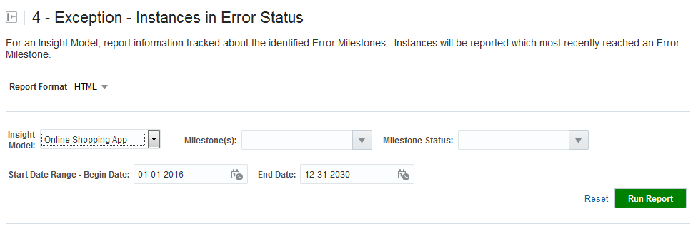 Exception - Instances in Error Status Screen