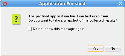 Confirmation dialog asking whether to take a snapshot of the results collected so far.