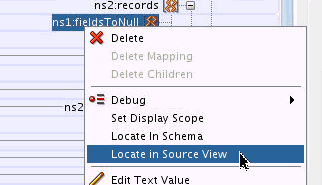 Locate in Source View context menu item