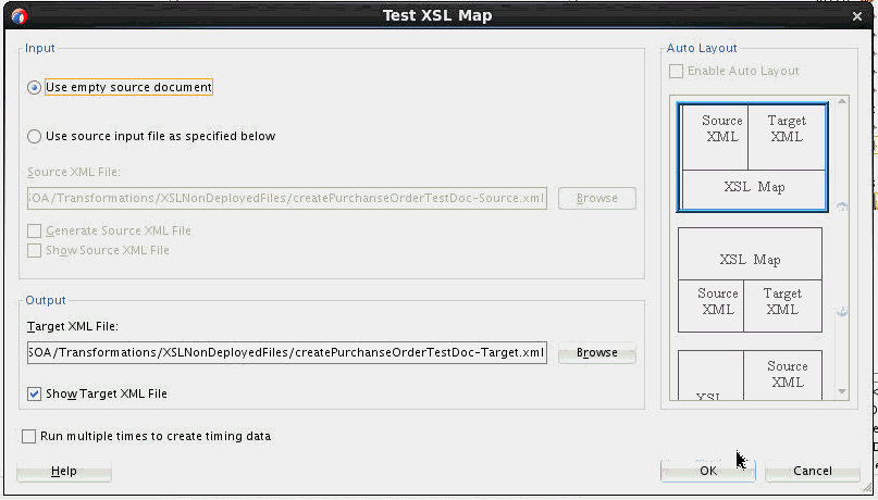 Test XSL Map dialog
