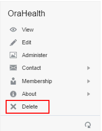 Actions menu in Portal Browser showing Delete action