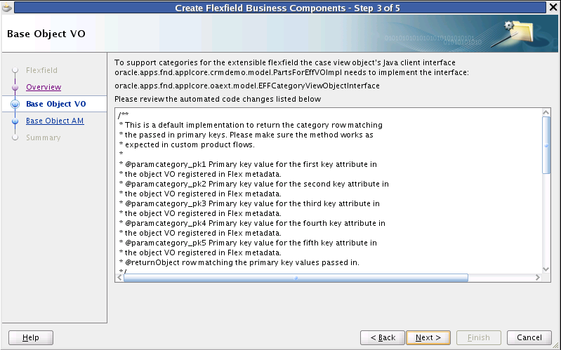 Create Flexfield Business Components Base Object AM