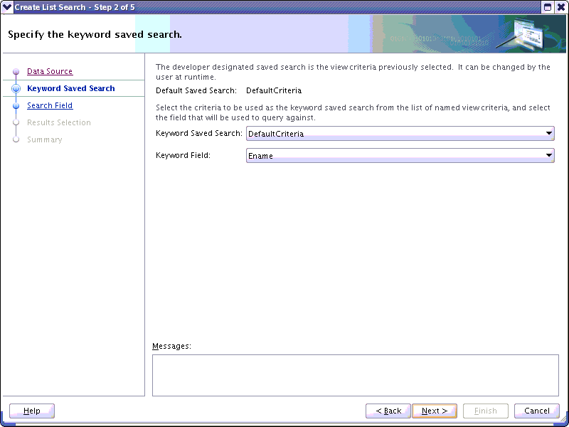 A screenshot showing the Keyword Saved Search dialog.