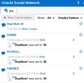 Oracle Social Network Popup