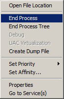 Selecting End Process