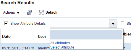An image of the dropdown list allowing the user to select All Attributes or Select Attribute.