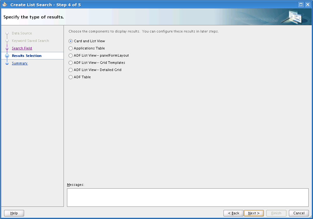 A screenshot showing the Select Results Type dialog.