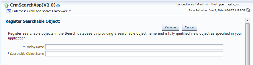 Register Searchable Object page