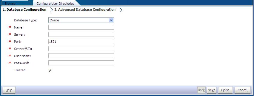 Ilustración de la pestaña Configuración de base de datos