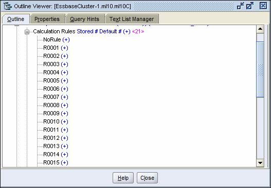 De forma predeterminada, Calculation Rules tiene un miembro NoRule y 1000 reglas R000x, donde x es un número entre 1 y 1000.