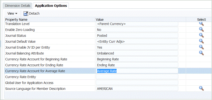 Immagine che mostra la schermata Opzioni applicazione