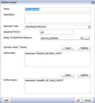 Utilizzare la finestra di dialogo Definisci driver per creare un nuovo driver basato su tasso.