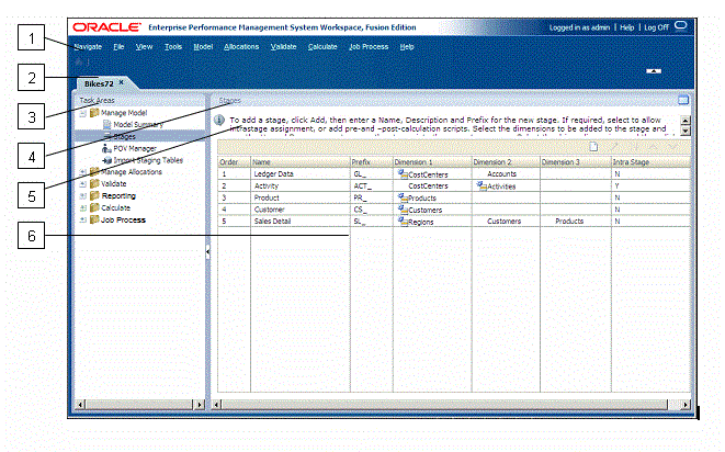 Utilizzare l'area di lavoro di Profitability and Cost Management per inizializzare task per generare, convalidare e calcolare i modelli.
