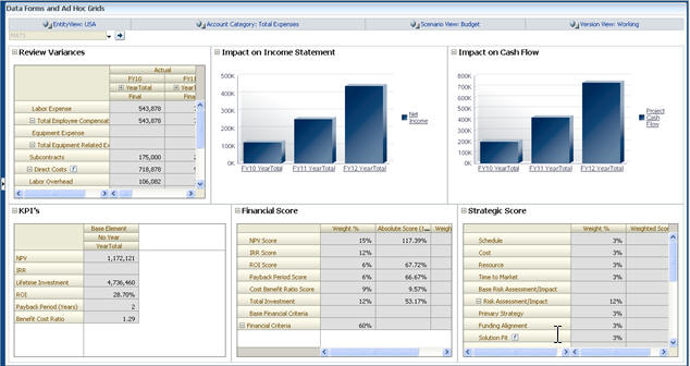 Immagine di un form composito utilizzato come dashboard