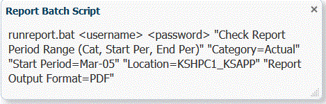 Importar mostra o Script de Lote de Relatório.