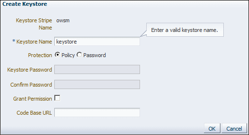 Página Criar Keystore Página Criar Keystore