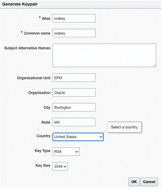 Caixa de Diálogo Gerar Par de Chaves Caixa de Diálogo Gerar Par de Chaves