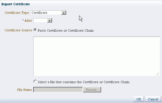 Caixa de Diálogo Importar Certificado Caixa de Diálogo Importar Certificado