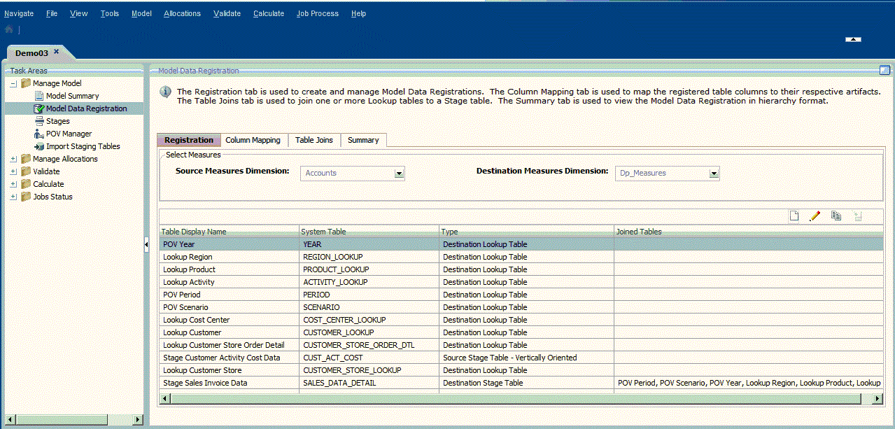 Selecione as dimensões de Origem e Destino para registrar as dimensões.