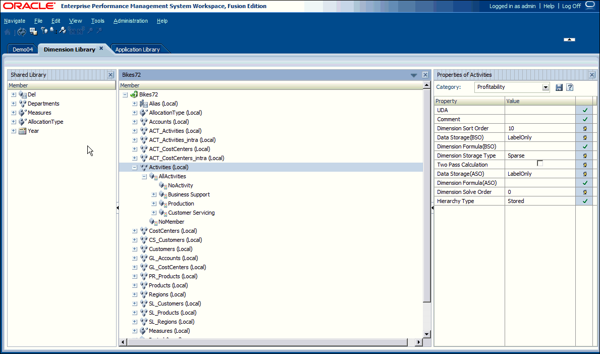 业务维必须根据《Oracle Hyperion Profitability and Cost Management 管理员指南》中所述的限制进行创建。