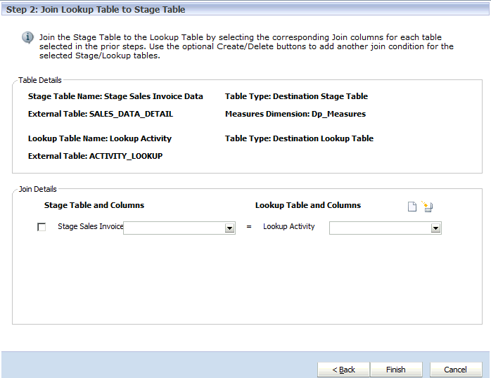 從階段表格和欄中，選取階段表格，再從查詢表格和欄下選取查詢表格。