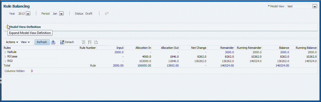 資料欄顯示各種會計維度中和會計維度外的值。 資料欄顯示各種會計維度中和會計維度外的值。
