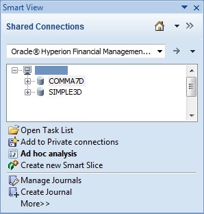 Manage Journal command in Smart View Action Panel