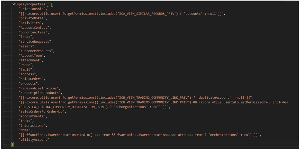 تعرض هذه الصورة القائمة الكاملة للخصائص.