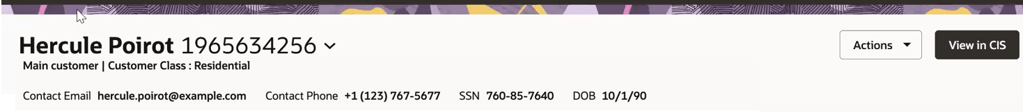 تعرض هذه الصورة مثالاً على عنوان لوحة معلومات العميل.