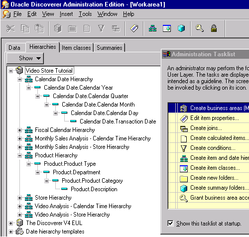 Discoverer Administrator Hierarchies Workarea