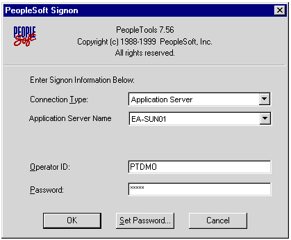 Text description of pssampleloginapplicationserver.gif follows.