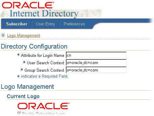 The Create User page for Oracle Internet Directory