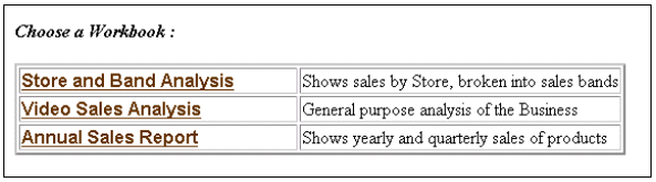 Illustration shows a list of workbooks using XML + XSL example