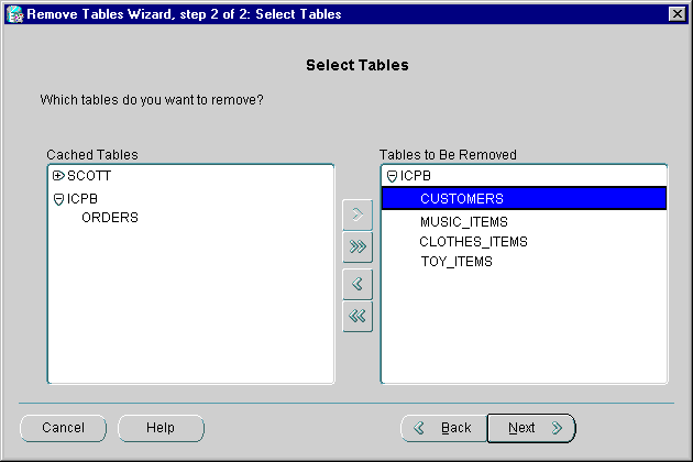 Text description of remove_table.gif follows.