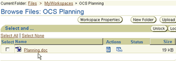 Planning.doc file was uploaded successfully to the Workspace