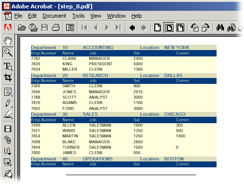 PDF output from Reports Services screen