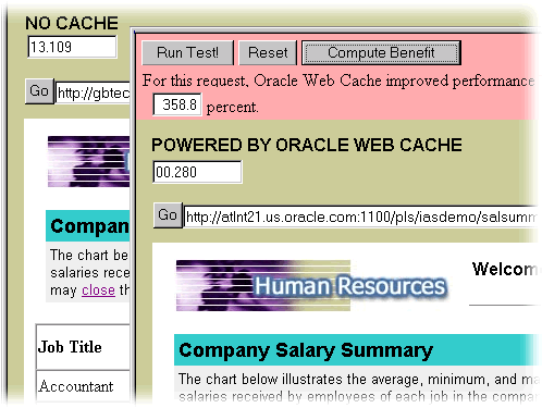 Caching web site analysis screen