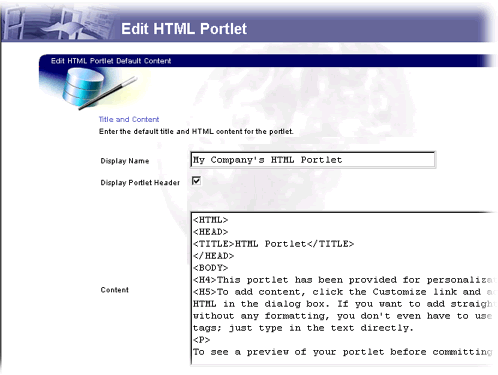 Edit HTML portlet