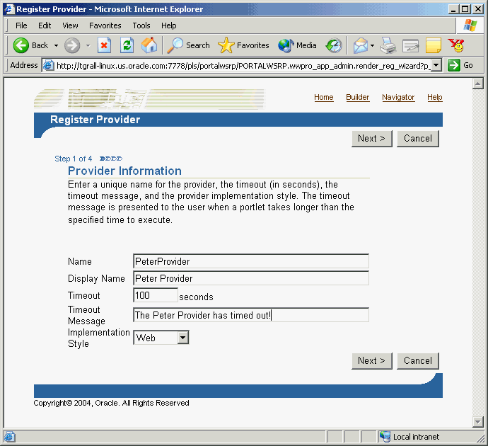 Shows Register Provider page.