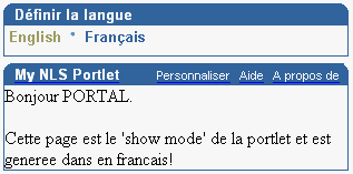 Shows portlet in French.