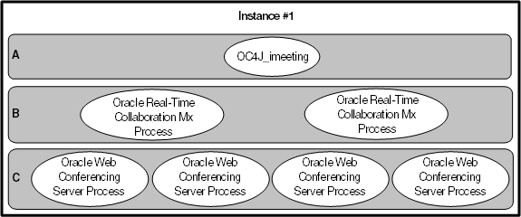 The components and processes of a Real-Time Collaboration instance.
