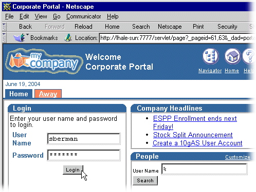 myCompany portal page