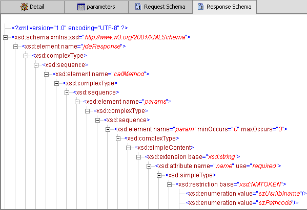 JDE response schema.