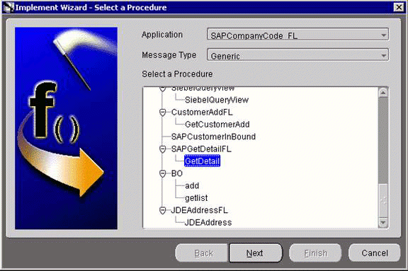 Implement Wizard - Select a Procedure dialog box