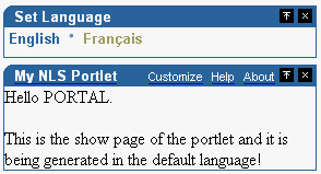 Shows portlet in English.