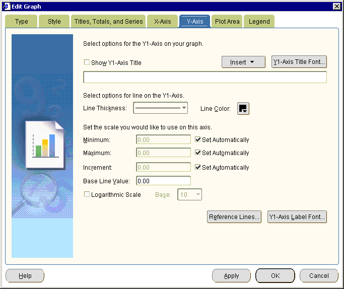 This graphic shows the Y-Axis dialog.