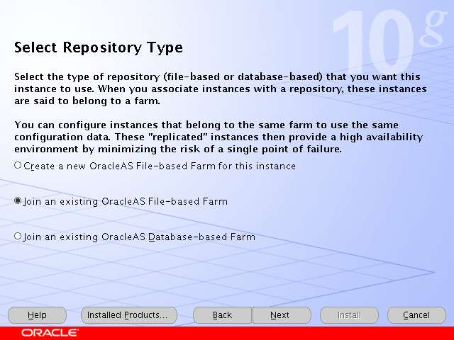 Select Repository Type screen