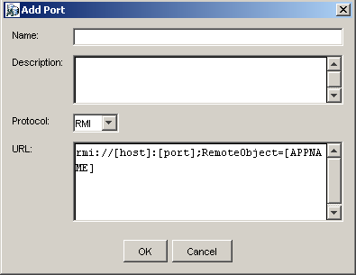 Add Port dialog box in Application Explorer
