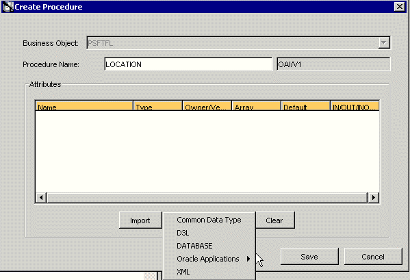 Create Procedure dialog box