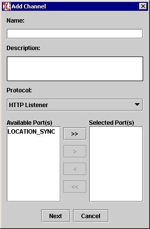 Add Channel dialog box